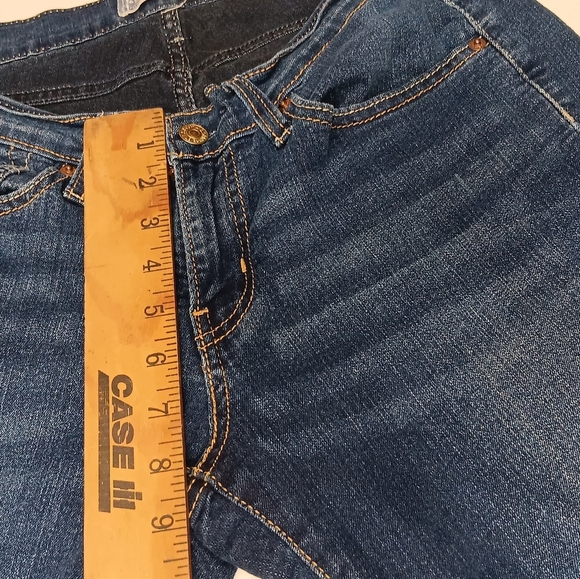 Y2K VTG Levi Signature Curvy Bootcut Jeans Low Rise Wm 10M Dark Wash Solid Blue - Picture 9 of 13